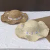 Sombrero de Paja de Ala Ancha con Estampado Floral para Mujer, Estilo Vacaciones de Verano en la Playa, Versátil y Sencillo Sombrero de Protección Solar, Moderno