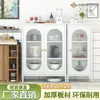 Armario de almacenamiento de pie con estación de alimentación, vitrina de té para sala de estar montada en la pared, armario metálico de doble puerta para cocina, unidad de almacenamiento de acero