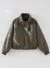 Anhelo de Chaqueta de Cuero Ecológico, Triple Protección 90% Plumón de Ganso Nueva Chaqueta Parka Corta para Mujer con Cuello Alto