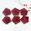 Venda Quente Transfronteiriça 25 Cores 5cm Fita Artesanal Poliéster Rosa Plano Flor para Sapato Flor para Chapéu Acessórios de Penteado