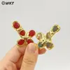 Wt-P2045 Más Vendido Clásico Cruz Turquesa Rojo Jade Amatista Piedra Chapado en Oro de 18 Quilates Accesorios de Collar Colgante