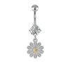 Colgante de Flor de Circonita con Incrustaciones de Cobre de Venta Caliente Europeo y Americano Anillo para el Ombligo Pequeña Margarita Uña para el Ombligo Acero Inoxidable Joyería para Perforación al por Mayor
