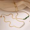 Collar de titanio y circonita de acero galvanizado en oro auténtico Aogu, estilo transfronterizo, cadena de clavícula retro de alta calidad para mujer