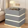 Mesita de Noche Flotante con Tres Cajones, Madera Maciza Simple, Carga Inalámbrica Moderna, Multifuncional, Lujo Ligero, Gabinete de Mesita de Noche para Dormitorio del Hogar