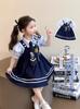 Vestido de Princesa Estilo Escolar para Menina 2025 Verão Novo Infantil Falso Duas Peças Vestido JK Saia Judy para Menina