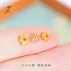 Puzao Color Fuerte que Conserva Oro Chapado Accesorios DIY Base de Flor Pieza de Flor Separador Flor Hueca de Seis Pétalos Pulsera Collar Joyería Jade