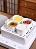 Cuenco pequeño de cerámica para cocinar al vapor con tapa, Olla pequeña para cocinar al vapor casera para verduras, carne y flan de huevo, Cuenco cuadrado pequeño para salsa y aperitivos