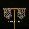 Conjunto de Collar y Aretes de Segunda Mano, Exquisito Diseño Calado Totalmente de Zirconia Diamante, Cadena de Perlas Multicapa, Aguja de Plata 925