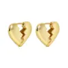 Moda europea y americana minimalista tipo C aretes de guisante cobre chapado en oro real de 18K estilo francés aretes pequeños aretes brillantes