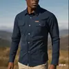Camisa de Manga Larga para Hombre de Trabajo de Otoño Primavera de Venta Caliente Ropa de Trabajo de Algodón Casual Holgada Camisa Versátil para Exteriores Camisa Lavada para Hombre