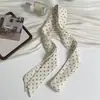 Novo lenço longo de seda para primavera-verão com poás pretos e brancos, pode ser usado como acessório de cabelo ou lenço de pescoço, versátil e estiloso, perfeito para combinar com camisas
