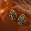 Falda de Moda con Estampado de Leopardo, Aretes en Forma de Corazón, Estilo Vintage Dorado, Joyería Transfronteriza Creativa Clásica de Nicho