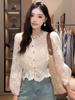 Camisa Fina de Manga Larga Jacquard Bordada con Cuentas de Estilo Coreano Vintage para Mujer, Verano Nuevo, Cárdigan Protector Solar de Gama Alta para Mujer