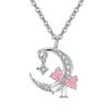 S925 Sterling Silver Heart Moon Knot Colar para Meninas 2024 Francês High Design Sense Presente de Dia dos Namorados para a namorada