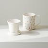 Taza de Té de Cerámica Moji Pintada a Mano con Puntos, Taza Doméstica con Tapa y Filtro Interno, Taza Separadora de Agua y Té para Uso Personal