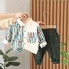 Ropa para bebés y niños, una generación de moda capilar, ropa para niños, camisa casual de manga larga, camisa de rayas para niños, traje casual para niños