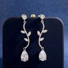 Aretes Largos Elegantes con Borla Estilo Coreano Nuevo Estilo Chino Distintivos Aerodinámicos Hoja de Rama de Olivo Colgantes Gota Taladro Inteligente