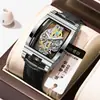 Moda Barril Engranaje de Motocicleta Tira Reloj Hueco Tourbillon Reloj de Cuero para Hombre Personalizado Impermeable Luminoso Transfronterizo