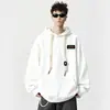 Moletom com capuz branco e cinza, estilo masculino versátil, nova marca de moda americana para outono e inverno, fleece pesado, jaqueta casual de corte solto