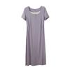 Vestido Sencillo de Dos Piezas para Cintura Perezosa, Nuevo Modelo de Verano para Mujeres de Tallas Grandes, Vestido de Commuter de Manga Corta para Ponerse sin Cremallera 252559