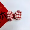 Tela de Año Nuevo Cuadros Lunares Lazo Accesorios para el Cabello DIY Hecho a Mano Adorno para la Cabeza Ropa Broche Decoración de Lazo