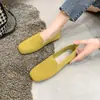 Mocasines de punto volador para mujer talla grande modelo nuevo 2026 puntera cuadrada color liso zapatos casuales planos para comercio transfronterizo