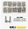 Kit Combinado de Tornillo de Cabeza Redonda con Ranura Cruzada, Tuerca y Arandela Plana 120 Piezas 200 Piezas M2-M5 M2M2.5