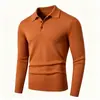 Suéter de punto liso con cuello POLO para otoño e invierno para hombre, moderno, a la moda, jersey casual, camisa base elegante