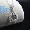 Pingente de Moda em Forma de Pera S925 Cravejado com Conta Redonda, Corte Ovo, Porta Vazio para DIY Pérola, Moissanita, Diamante, Ágata, Jaspe