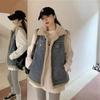 Chaqueta Corta de Algodón en Stock 2026 Invierno Nuevo Estilo Forro Polar Holgada Estilo Coreano Denim Engrosado Abrigo con Cuello de Piel para Mujer