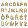 Pingente de Aço Inoxidável com 26 Letras Inglesas Cravejadas de Diamante DIY para Mulheres A-Z Brincos Pulseira Colar Pingente de Joia em Aço Titânio
