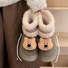 Botas de Nieve de Oso Tridimensionales de Estilo Étnico para Mujer en Invierno Noreste Forradas de Vellón Engrosadas a Prueba de Frío y Cálidas Zapatos de Algodón de Felpa para Niñas