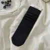 Calcetines Nuevos de Otoño e Invierno para Mujer hasta la Pantorrilla, Calcetines Básicos de Algodón Sin Costuras, Rayas Verticales de Color Sólido, Calcetines Versátiles Simples Rectos Apilables para Mujer