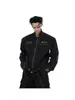 Chaqueta Vaquera Corta Retro Otoño Temprano Desgastada Lavada Hombrera Chaqueta Sin Cuello con Diseño Metálico Hombre 2026 High Street