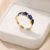 Anillo Tohm de Acero Inoxidable Abierto, Estrellado, No se Desvanece, con un Toque Sencillo y de Alta Gama, Anillo Ajustable de Esmalte de Color Goteado