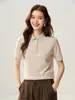 Deslocamento e Dia a Dia! Novo Tricô de Lã para Mulheres, Cor Sólida, Manga Curta, Gola Polo, Fio Yangzi Fino