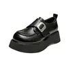 Sapatos Mocassins Retro com Solado Grosso para Aumentar a Altura para Mulheres 2025 Outono Novo Couro Macio Sapatos Birkenstock Moda Visual Emagrecedor Sapatos Pequenos de Couro