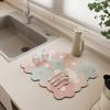Tapete Escurridor de Encimera de Cocina Flor Tapete de Barra Mesa de Lavado a Mano Tapete Absorbente de Barro Diatómico Salvamantel Lavable a Máquina a Prueba de Moho