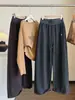 Calça de Moletom Casual Versátil Feminina Estilo Coreano Outono/Inverno 2026 Macia Fofa Tecida ao Sol Perna Larga Cintura Alta Elástica Cordão Solto