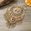 Conjunto de tres piezas de estilo étnico Xizang, retro europeo y americano, con borlas, collar, pendientes, pulsera, cadena para suéter, cadena para clavícula