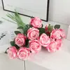 Flor de Rosa de Veludo Pequena Individual para Decoração de Shopping, Popular Cascata de Rosas, Presente de Dia dos Namorados, Buquê de Flores Artificiais Transfronteiriço