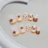 Roupão de cachorrinho estrelado unha destacável unha de estrela adesivo de unha adesivo de unha adesivo de unha de cabeça redonda curta