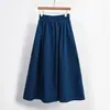 Saia Midi Lisa Clássica Vintage para Mulheres, Outono e Inverno, Cintura Alta Estilo Coreano Versátil Emagrecedora de Veludo Cotelê com Bolsos