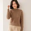 Suéter de Cashmere com Gola Meia-Alta e Ponto Trançado para Mulheres, Suéter Engrossado, Malha de Cashmere Versátil e na Moda para Base