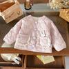 Jaqueta de Fleece para Meninas Outono e Inverno 2025 Forrada com Fleece Bolso de Renda Coelho Gola Redonda Top Qw252201