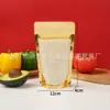Bolsas tipo doy-pack aluminizadas con cierre transparente, bolsas autosellables para nueces, frutas secas, té de flores, snacks y empaque de alimentos, en stock