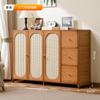 Estante de Rattan Madeira Maciça Apartamento Pequeno Armário Simples de Entrada Armário de Armazenamento para Porta de Casa Armário de Armazenamento Lateral para Varanda Sala de Jantar