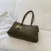 Bolsa Tote Fosca Moda Retrô Feminina Verão Versátil Cor Refeição Grande Capacidade Trabalho Deslocamento Ombro Único Bolsa de Axila