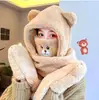 Chapéus de Outono e Inverno para Mulheres, Máscaras de Urso Fofas, Capuzes, Espessos e Quentes, Chapéus de Lã de Inverno, Chapéus Lei Feng Atacado