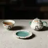 Piedra de Fuego Mo Ji Roja Gato Pintado a Mano Portavasos de Cerámica para el Hogar Base Aislante de Calor Accesorios Antiguos para Ceremonia de Té Plato para Bocadillos de Té